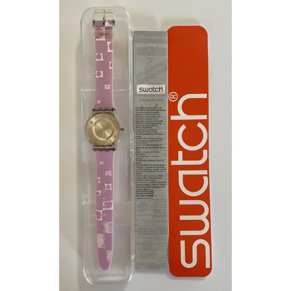 Swatch Watch Marble Time Pink Slim Skin Classic SKF315 Vintage 2002 Works well! - Picture 9 of 14